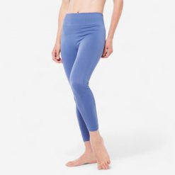Legginsy do jogi damskie Kimjaly 7/8. Niebieskie legginsy damskie DOMYOS, bez wzorów, z elastanu. Za 149.99 zł.