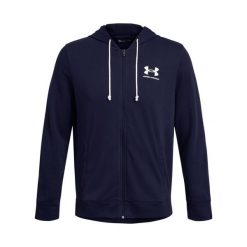 Bluza z kapturem i zamkiem błyskawicznym Under Armour Rival Terry. Białe bluzy męskie Under Armour, l, bez wzorów, z bawełny, z kapturem, do biegania. Za 270.00 zł.
