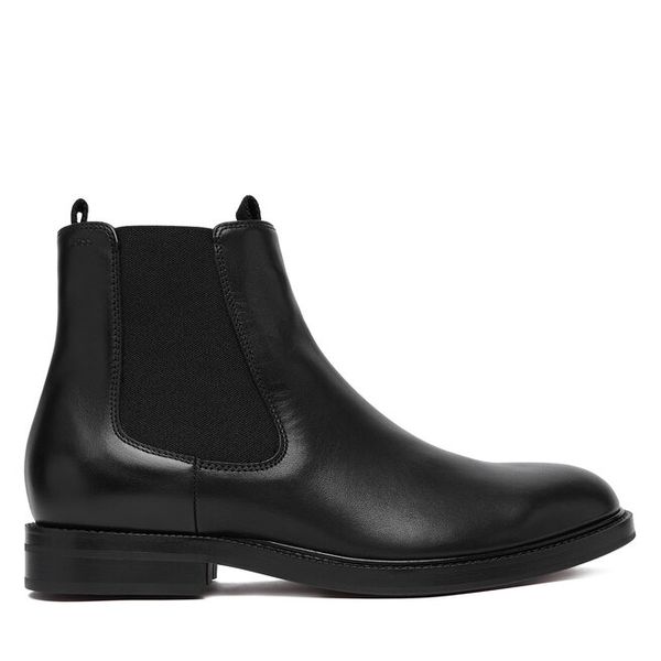 Sztyblety BOSS. Czarne botki męskie Boss, bez wzorów, bez obcasa, bez zapięcia. Za 1,359.00 zł.