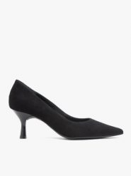 Czarne czółenka na szpilce. Czarne czółenka damskie Ryłko, bez wzorów, z gumy, eleganckie, bez obcasa, na szpilce, bez zapięcia. Za 329.99 zł.