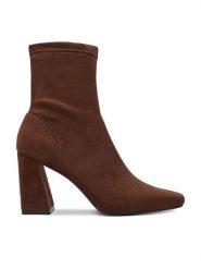 DeeZee Botki CEO-HY25128-1 Brązowy. Brązowe botki damskie DeeZee, bez wzorów, z materiału, bez obcasa, na słupku, bez zapięcia. Za 179.99 zł.