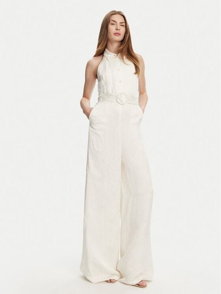 TWINSET Kombinezon 251TT2170 Écru Wide Leg. Sukienki damskie Twinset, bez wzorów, ze lnu, bez kołnierzyka, bez ramiączek. Za 1,059.00 zł.