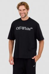 OFF-WHITE Czarny t-shirt Big Bookish Skate. Czarne t-shirty męskie OFF-WHITE, m, bez wzorów, bez kołnierzyka, bez ramiączek. W wyprzedaży za 1,139.99 zł.