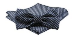 Zestaw: Mucha z Poszetką - Alties - Granatowa w Drobny, Regularny Wzór. Niebieskie krawaty i muchy Alties, bez wzorów, eleganckie. Za 54.00 zł.