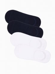Skarpety męskie stopki 4-pak - biało-granatowe - Rozmiar: one size. Białe skarpety męskie Ombre Clothing, bez wzorów, z bawełny. W wyprzedaży za 19.99 zł.