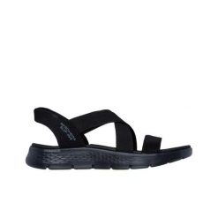 Sandały damskie, Slip-Ins: Go Walk Flex Sandal - Glimmer Up. Czarne sandały damskie Skechers, bez wzorów, z materiału, bez obcasa, bez zapięcia. Za 319.99 zł.