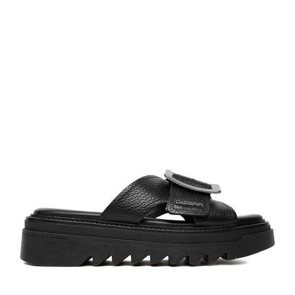 Klapki G-Star. Czarne klapki damskie G-Star, bez wzorów, retro, bez obcasa, bez zapięcia. Za 149.99 zł.