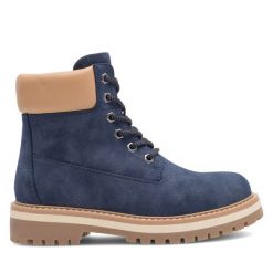 Trzewiki Jenny Fairy. Niebieskie botki damskie Jenny Fairy, bez wzorów, bez obcasa, na płaskiej podeszwie, bez zapięcia. Za 109.99 zł.