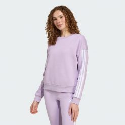 Bluza Essentials 3-Stripes Fleece. Białe bluzy damskie Adidas, l, bez wzorów, z materiału, sportowe, bez ramiączek, bez kaptura. Za 219.00 zł.