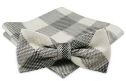 Modna Mucha Męska - Alties - Duża Krata. Szare krawaty i muchy Alties, bez wzorów, eleganckie. Za 54.00 zł.