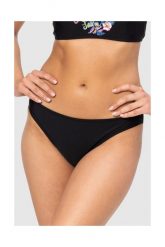 MOSCHINO Czarny dół od bikini z kwiecistym logo. Czarne bikini MOSCHINO, s, bez wzorów. W wyprzedaży za 199.99 zł.