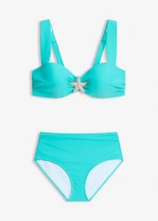 Bikini balkonetka z ozdobną rozgwiazdą (2 części). Niebieskie bikini bonprix, bez wzorów. Za 119.99 zł.