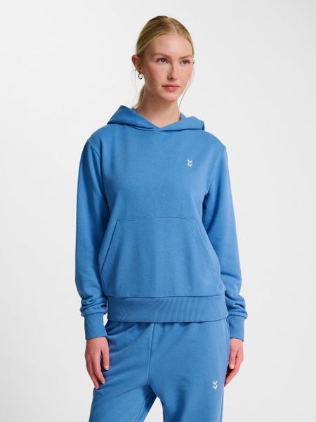 Bluza damska z kapturem Hummel Pulse. Niebieskie bluzy damskie Hummel, s, bez wzorów, z bawełny, eleganckie, bez ramiączek, z kapturem. Za 157.00 zł.