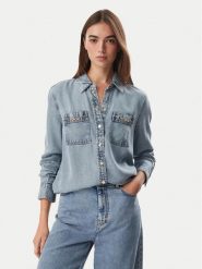 Guess Koszula jeansowa W6YH19 D1353 Niebieski Regular Fit. Niebieskie koszule damskie Guess, m, z aplikacjami, z jeansu, bez kołnierzyka, bez ramiączek. Za 474.99 zł.