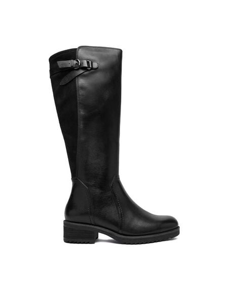 Caprice Oficerki 9-25691-41 Czarny. Czarne kozaki damskie Caprice, bez wzorów, ze skóry, bez obcasa, na płaskiej podeszwie, bez zapięcia. Za 664.99 zł.