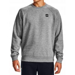 Bluza fitness męska Under Armour Rival Fleece Crew. Szare bluzy męskie Under Armour, m, bez wzorów, sportowe, bez ramiączek, bez kaptura. Za 129.99 zł.