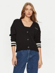 Guess Jeans Kardigan W4BR81 Z3HM1 Czarny Regular Fit. Czarne kardigany damskie Guess Jeans, m, z aplikacjami, z bawełny, bez kołnierzyka. Za 309.99 zł.