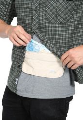 Pasek-portfel na pieniądze, 2 kieszenie na zamek, regulowany pasek. Białe portfele męskie Trespass, bez wzorów, z materiału. Za 170.99 zł.