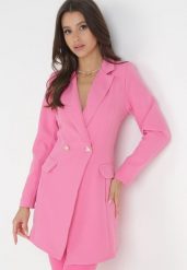 Różowa Marynarka Taliowana Dwurzędowa Swed. Czerwone marynarki i żakiety damskie Born2be, bez wzorów, eleganckie, bez kołnierzyka, bez ramiączek. Za 159.99 zł.