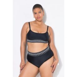Damska Góra od bikini miękkie miseczki pas pod biustem z haftem. Czarne bikini Ulla Popken, bez wzorów, z elastanu. Za 143.99 zł.