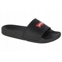 Klapki Unisex Dla Dorosłych June Batwing. Czarne klapki damskie Levi's®, bez wzorów, z gumy, z otwartym noskiem, bez obcasa, na obcasie, bez zapięcia. Za 99.00 zł.