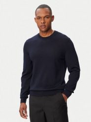 BOSS Sweter H-Leno 50565469 Granatowy Regular Fit. Niebieskie swetry męskie Boss, l, bez wzorów, ze lnu, bez kołnierzyka, bez ramiączek. Za 679.99 zł.