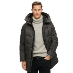 Kurtka puchowa w zygzaki Superdry City. Szare kurtki męskie Superdry, m, bez wzorów, z puchu, eleganckie, bez kaptura. Za 894.35 zł.