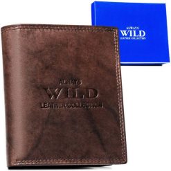 Portfel skórzany Always Wild AW-N890-MAL c.brązowy. Brązowe portfele męskie Always Wild, bez wzorów, ze skóry. Za 45.00 zł.
