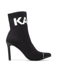 KARL LAGERFELD Botki KL31361A Czarny. Czarne botki damskie KARL LAGERFELD, bez wzorów, z materiału, bez obcasa, na szpilce, bez zapięcia. Za 769.99 zł.