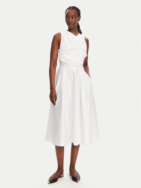 Elisabetta Franchi Sukienka koktajlowa ABT5252E2 100 Biały Regular Fit. Białe sukienki damskie Elisabetta Franchi, bez wzorów, z bawełny, wizytowe, bez kołnierzyka, bez ramiączek. Za 1,049.00 zł.