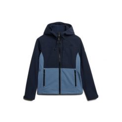 Damska kurtka turystyczna z kapturem Superdry Colourblock. Niebieskie kurtki sportowe damskie Superdry, s, bez wzorów, z materiału, bez ramiączek, z kapturem, trekkingowe. Za 491.25 zł.