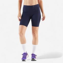 Legginsy do biegania krótkie damskie Kiprun Run 900 Light. Niebieskie legginsy damskie KIPRUN, bez wzorów, z elastanu. Za 99.99 zł.