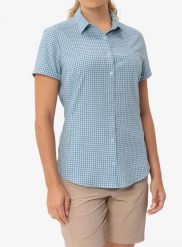 Koszula turystyczna damska Vaude Seiland Shirt III. Niebieskie koszule damskie Vaude, l, bez wzorów, z materiału, bez kołnierzyka, bez ramiączek. Za 399.60 zł.