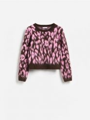 Sweter z żakardowym wzorem - wielobarwny. Swetry nierozpinane damskie Reserved, l, bez wzorów, z dzianiny, bez kołnierzyka, bez ramiączek. Za 139.99 zł.