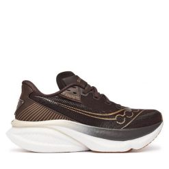 Buty do biegania Saucony. Brązowe obuwie sportowe damskie Saucony, w ażurowe wzory, bez zapięcia, do biegania. Za 699.99 zł.