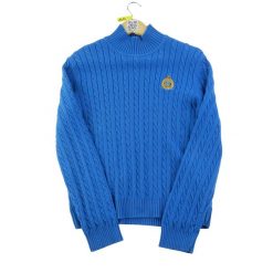 Second life - Damski Sweter w Niebieskim Kolorze - Stan dobry. Niebieskie swetry nierozpinane damskie Ralph Lauren, bez wzorów, sportowe, bez kołnierzyka, bez ramiączek. Za 114.98 zł.