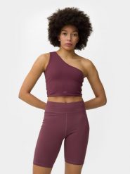4F Crop top slim na jedno ramię damski XL. Brązowe topy damskie 4F, xl, bez wzorów, z dzianiny, bez kołnierzyka, bez ramiączek. W wyprzedaży za 29.99 zł.