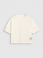 4F T-shirt oversize z nadrukiem damski - biały XS. Białe t-shirty damskie 4F, xs, bez wzorów, z bawełny, klasyczne, bez kołnierzyka, bez ramiączek. W wyprzedaży za 39.99 zł.