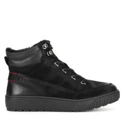 Botki Go Soft. Czarne botki damskie GO SOFT, bez wzorów, bez obcasa, na płaskiej podeszwie, bez zapięcia. Za 259.99 zł.