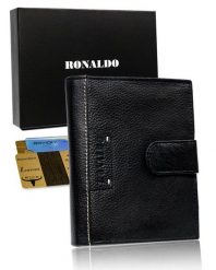 Portfel męski czarny Ronaldo N4L-TP-RON-1595 BLAC. Czarne portfele męskie RONALDO, bez wzorów. Za 44.00 zł.