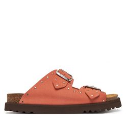 Klapki Scholl. Pomarańczowe klapki damskie Scholl, bez wzorów, bez obcasa, bez zapięcia. Za 309.99 zł.