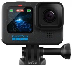 Kamera sportowa GoPro Hero 12 Black. Czarne, cyfrowe zegarki sportowe Go-Pro, bez wzorów. Za 1,501.99 zł.