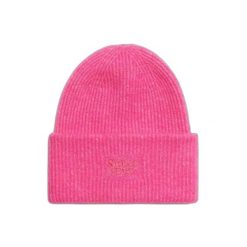 Czapka damska z miękkiej prążkowanej dzianiny Superdry. Czerwone czapki damskie Superdry, na zimę, bez wzorów, z dzianiny, klasyczne. Za 129.55 zł.