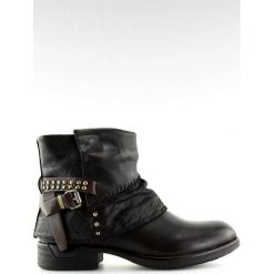 Botki damskie czarne 283-PA Black. Czarne botki damskie ButyModne, bez wzorów, ze skóry ekologicznej, eleganckie, bez obcasa, na płaskiej podeszwie, bez zapięcia. Za 84.22 zł.