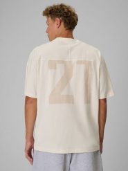 4F Regular Size: T-shirt loose z nadrukiem 4F | Tomasz Fornal - kremowy M. Białe koszulki sportowe męskie 4F, m, z aplikacjami, z bawełny, bez kołnierzyka, bez ramiączek. Za 99.99 zł.