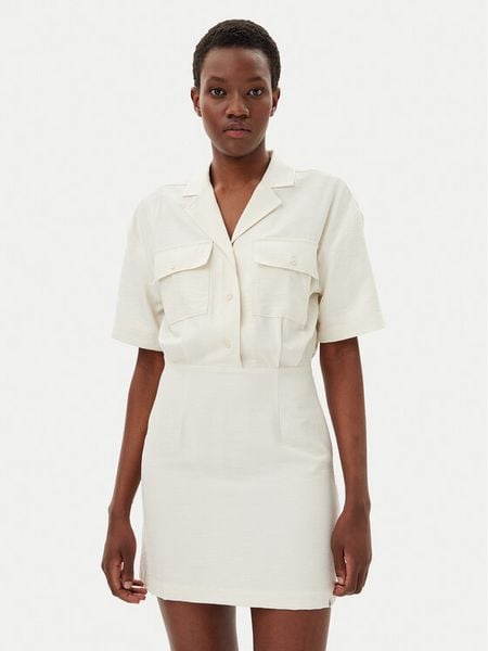 Calvin Klein Jeans Sukienka koszulowa J20J225297 Beżowy Regular Fit. Brązowe sukienki damskie Calvin Klein Jeans, xxl, bez wzorów, z jeansu, bez kołnierzyka, bez ramiączek, koszulowe. Za 309.99 zł.