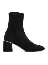 DeeZee Botki W4LD191204 Czarny. Czarne botki damskie DeeZee, bez wzorów, z materiału, bez obcasa, na słupku, bez zapięcia. Za 179.99 zł.