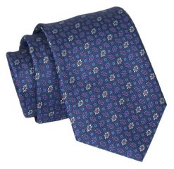 Krawat - ALTIES - Granat, Drobne Kwiatki. Niebieskie krawaty i muchy Alties, bez wzorów, z tkaniny, eleganckie. Za 49.00 zł.