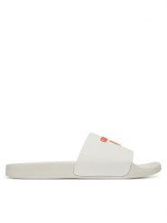 Guess Klapki F5GZ05 BB00F Biały. Białe klapki męskie Guess, z aplikacjami, z tworzywa sztucznego, bez zapięcia. Za 109.99 zł.
