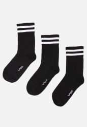 Czarne 3-pack Skarpety Długie z Paseczkami i Bawełną Simala. Czarne bielizna sportowa damska Born2be, bez wzorów, z bawełny. Za 29.99 zł.